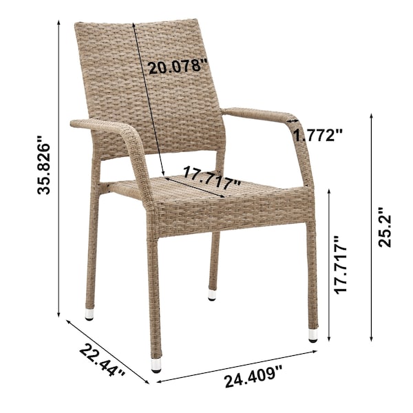 Manhattan Comfort 2-Piece Genoa Patio Dining Armchair in Nature Tan Weave - 2-OD-DC002-NE