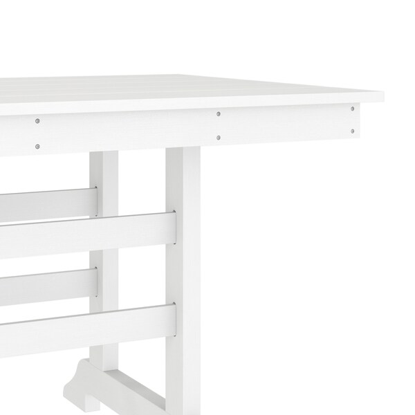 Flash Furniture Abraham Indoor/Outdoor 72-in Rectangle Recycled HDPE Adirondack Dining Table for 6 in White - LE-HMP-158-01-WHT-GG
