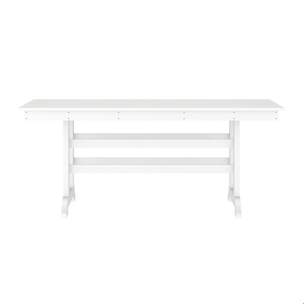 Flash Furniture Abraham Indoor/Outdoor 72-in Rectangle Recycled HDPE Adirondack Dining Table for 6 in White - LE-HMP-158-01-WHT-GG