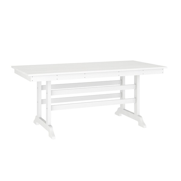 Flash Furniture Abraham Indoor/Outdoor 72-in Rectangle Recycled HDPE Adirondack Dining Table for 6 in White - LE-HMP-158-01-WHT-GG