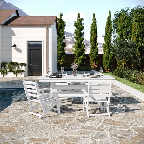 Flash Furniture Abraham Indoor/Outdoor 72-in Rectangle Recycled HDPE Adirondack Dining Table for 6 in White - LE-HMP-158-01-WHT-GG