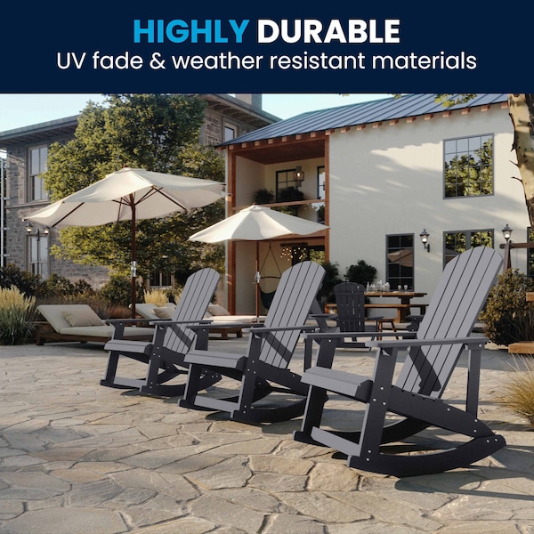 Flash Furniture Gray Poly Resin Adirondack Style Rocking Chair - JJ-C14705-GY-GG