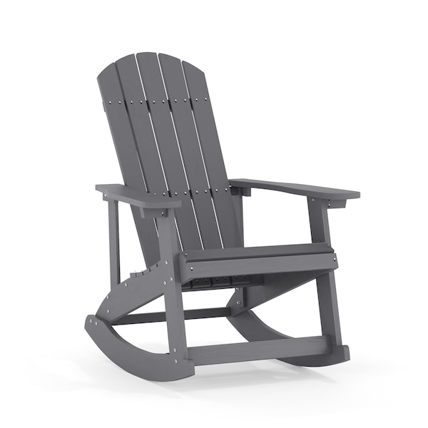 Flash Furniture Gray Poly Resin Adirondack Style Rocking Chair - JJ-C14705-GY-GG