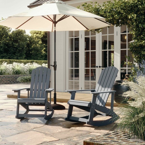 Flash Furniture Gray Poly Resin Adirondack Style Rocking Chair - JJ-C14705-GY-GG