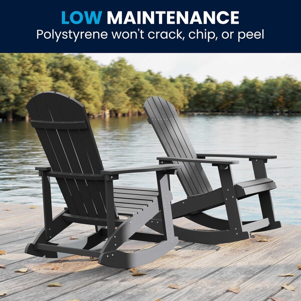 Flash Furniture Gray Poly Resin Adirondack Style Rocking Chair - JJ-C14705-GY-GG