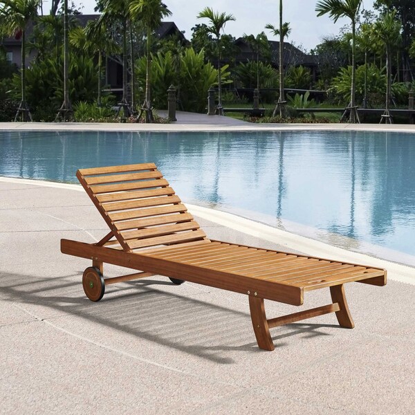Alaterre Furniture Caspian Eucalyptus Wood Outdoor Lounge Chair - ANCP02EBO