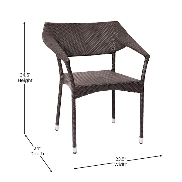Flash Furniture Espresso PE Rattan Wicker Patio Dining Chair, 4PK - 4-TT-TT002-ESP-GG