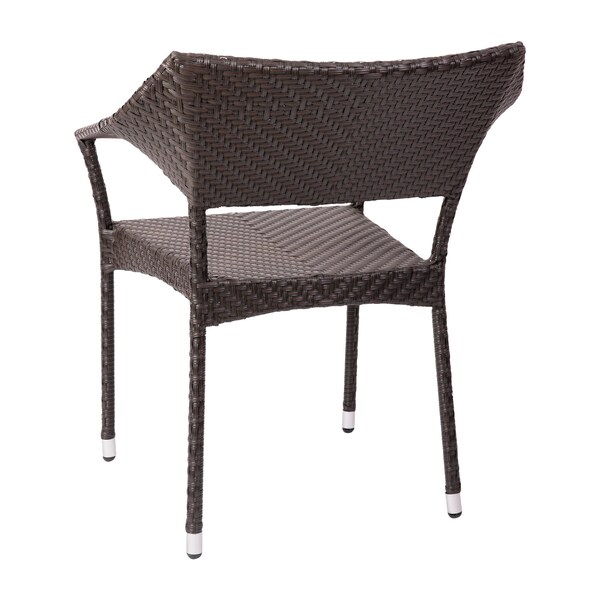 Flash Furniture Espresso PE Rattan Wicker Patio Dining Chair, 4PK - 4-TT-TT002-ESP-GG