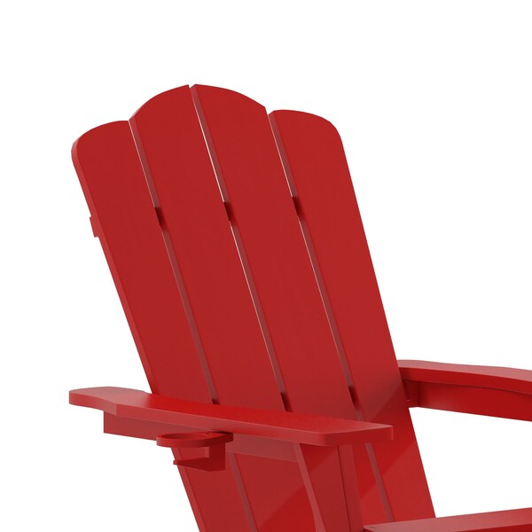 Flash Furniture Red Adirondack Chair with Ottoman and Cupholder - LE-HMP-1044-110-RD-GG