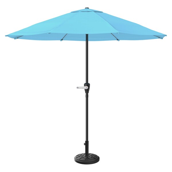 Pure Garden 9-Foot Outdoor Patio Umbrella and Base, Blue - 50-101-BB