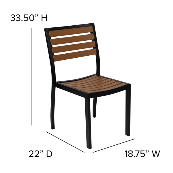 Flash Furniture Faux Teak 35" Table-Tan Umbrella-Base-2 Chairs - XU-DG-810060362-UB19BTN-GG