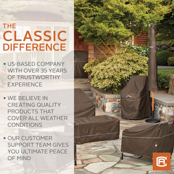 Classic Accessories Madrona Waterproof Patio Cover, 100"x100"x36", Dark Cocoa - 56-320-036601-RT