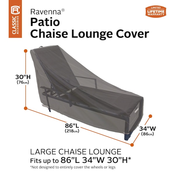 Classic Accessories Ravenna Large Patio Chaise Lounge Cover, 88"x36.5" - 55-712-045101-EC