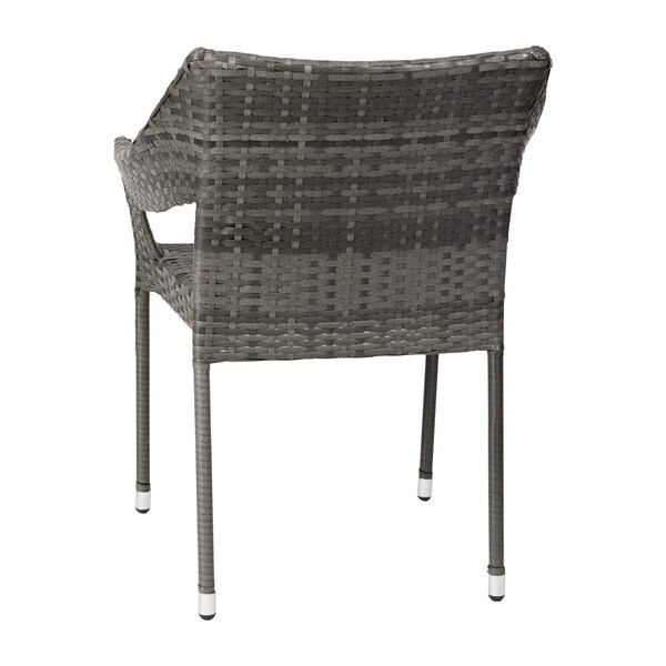 Flash Furniture Gray PE Rattan Wicker Patio Dining Chair, 2PK - 2-TT-TT02-GY-GG