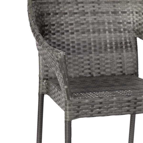 Flash Furniture Gray PE Rattan Wicker Patio Dining Chair, 2PK - 2-TT-TT02-GY-GG