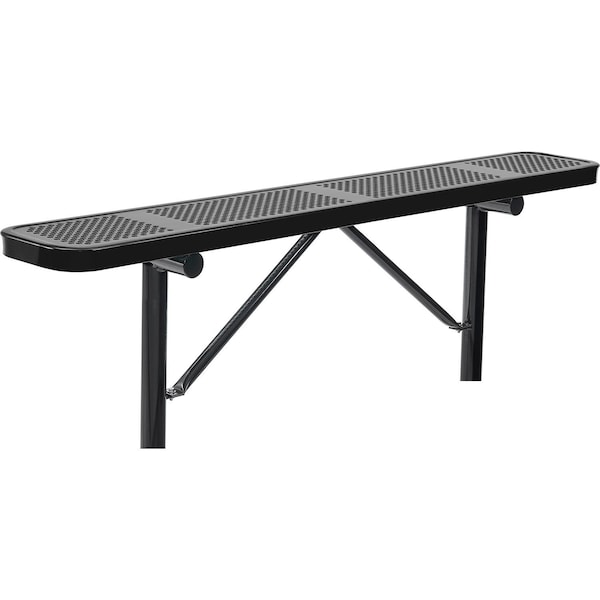 Global Industrial 6ft Outdoor Steel Flat Bench, Perforated Metal, In Ground Mount, Black - 262075IBK