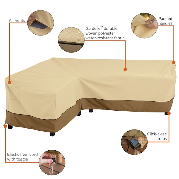 Classic Accessories Veranda L-Shape Sectional Lounge Set Cover, 83"L (left) x 115"L (right) - 56-303-051501-EC