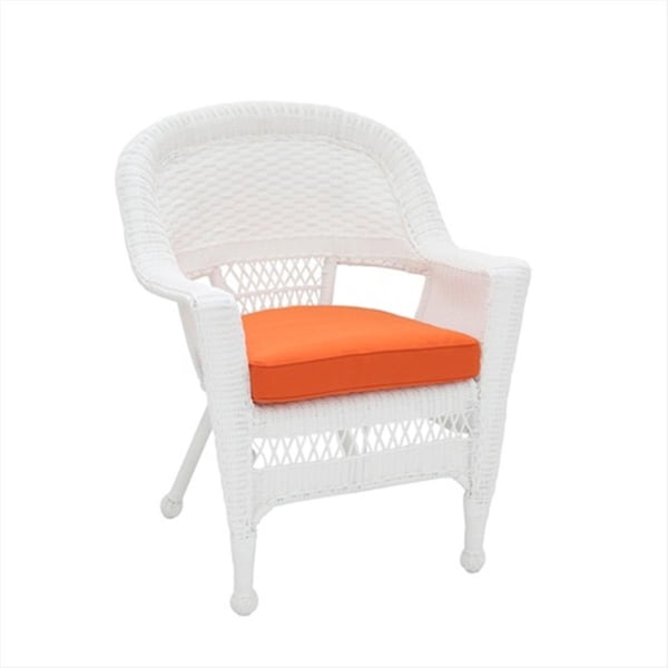 Propation White Resin Wicker Chair With Orange Cushion - 29.5 x 26 x 36 in. - PR3012841