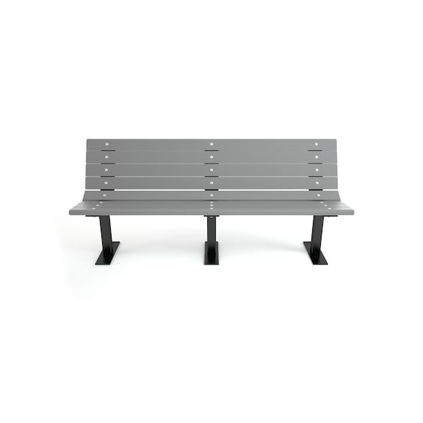 Frog Furnishings Gray 6' Contour Bench Surface Mount w/ Black Frame - PB 6GRABFCON