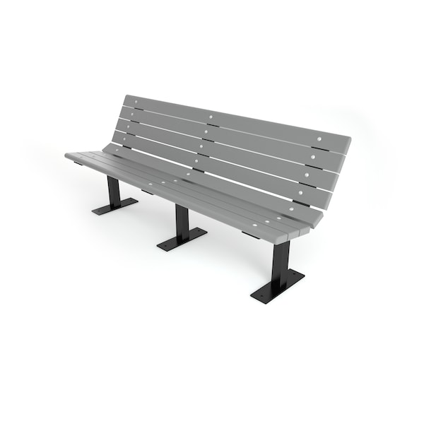 Frog Furnishings Gray 6' Contour Bench Surface Mount w/ Black Frame - PB 6GRABFCON