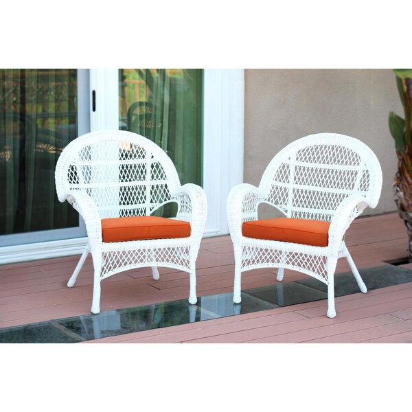 Propation W00209-C-2-FS016-CS White Wicker Chair with Orange Cushion - PR2438989