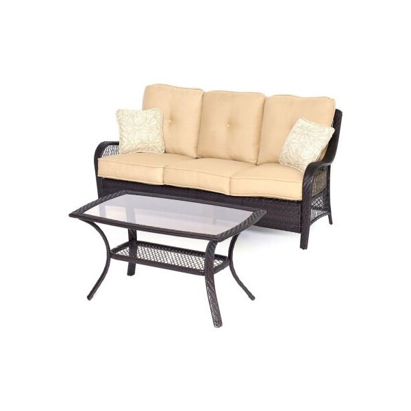 Almo Fulfillment Services Hanover Orleans 2 Piece Patio Set, Sahara Sand/French Roast - ORLEANS2PC-B-TAN