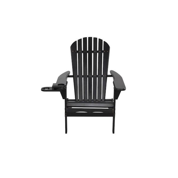 Bold Fontier 35 x 32 x 28 in. Foldable Adirondack Chair with PVC Cup Holder, Black - BO3278669