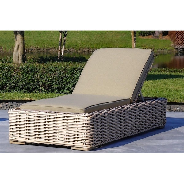 Invernaculo 79 x 31.5 in. Anna Outdoor Wicker Aluminum Frame Sun Lounger, White & Grey - IN3122596