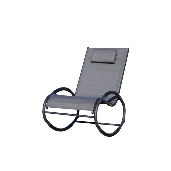 Direct Wicker Iron Rocking Oval Lounge Single Chair for Indoor or Outdoor, Grey - UBS-PAL-008-GREY