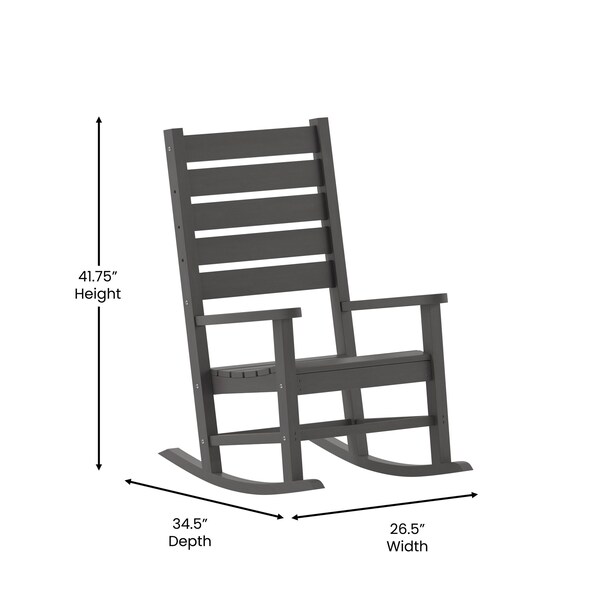 Flash Furniture Gray All-Weather Classic Outdoor Rocking Chair - LE-HMP-2002-110-GY-GG