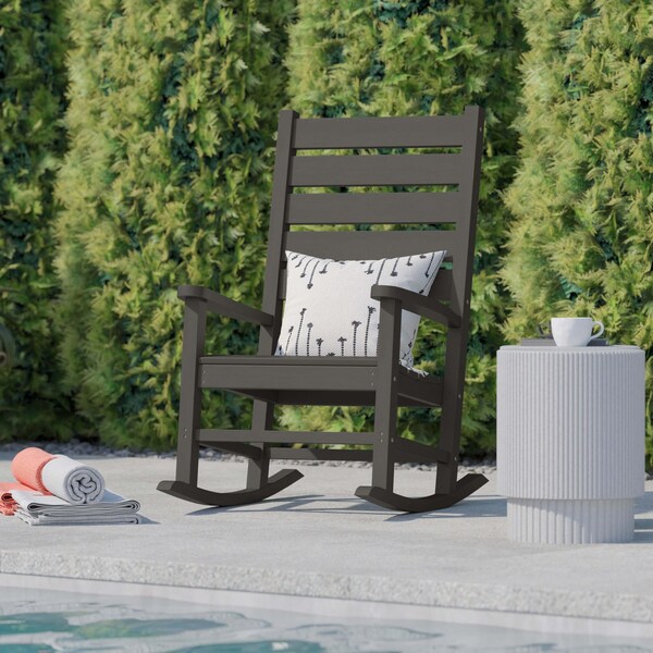 Flash Furniture Gray All-Weather Classic Outdoor Rocking Chair - LE-HMP-2002-110-GY-GG