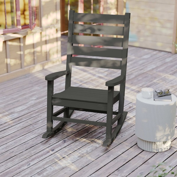 Flash Furniture Gray All-Weather Classic Outdoor Rocking Chair - LE-HMP-2002-110-GY-GG
