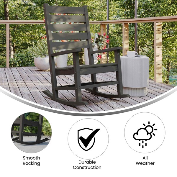 Flash Furniture Gray All-Weather Classic Outdoor Rocking Chair - LE-HMP-2002-110-GY-GG