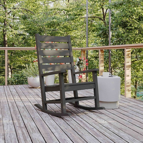 Flash Furniture Gray All-Weather Classic Outdoor Rocking Chair - LE-HMP-2002-110-GY-GG