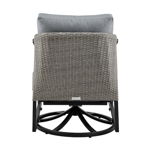 Armen Living Aileen Outdoor Patio Swivel Lounge Chair in Aluminum with Gray Cushions - 840254333246