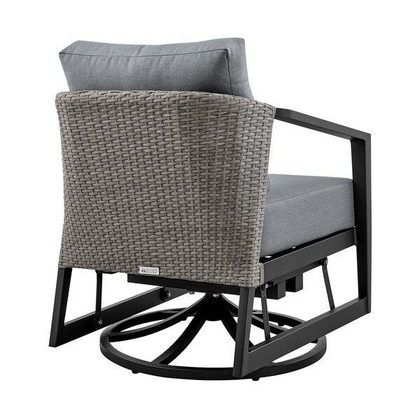 Armen Living Aileen Outdoor Patio Swivel Lounge Chair in Aluminum with Gray Cushions - 840254333246