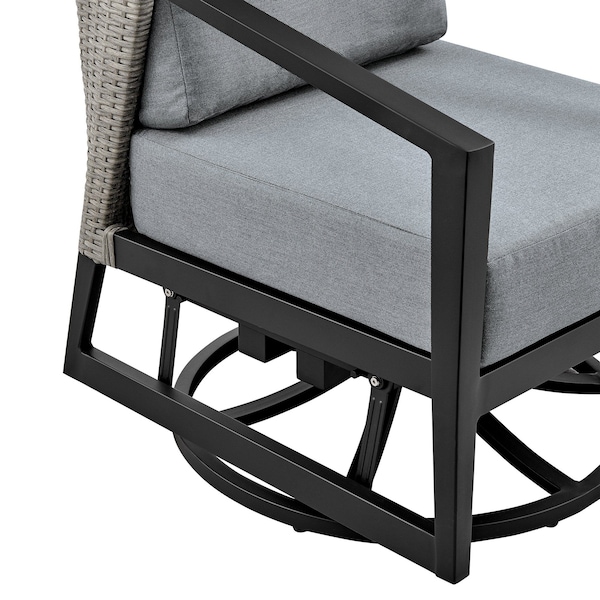 Armen Living Aileen Outdoor Patio Swivel Lounge Chair in Aluminum with Gray Cushions - 840254333246
