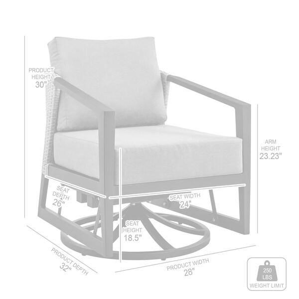 Armen Living Aileen Outdoor Patio Swivel Lounge Chair in Aluminum with Gray Cushions - 840254333246