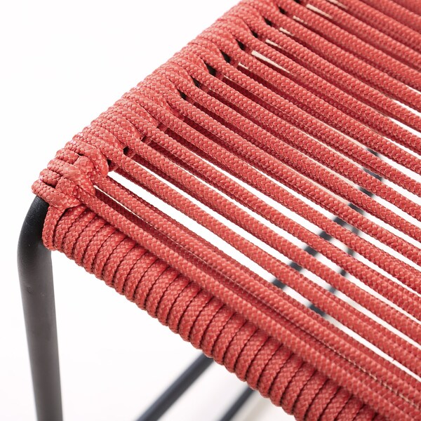 Armen Living Shasta 30" Outdoor Metal and Brick Red Rope Stackable Barstool - Set of 2 - LCSTBABLBRK30