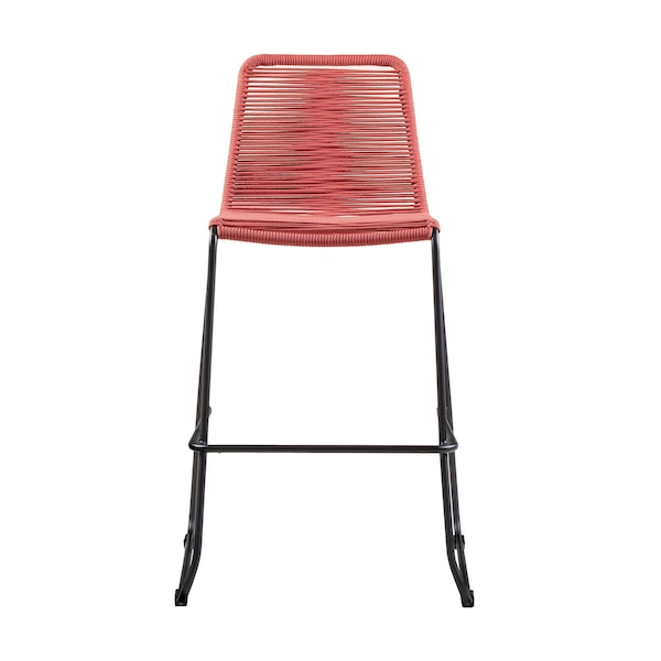 Armen Living Shasta 30" Outdoor Metal and Brick Red Rope Stackable Barstool - Set of 2 - LCSTBABLBRK30