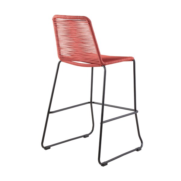 Armen Living Shasta 30" Outdoor Metal and Brick Red Rope Stackable Barstool - Set of 2 - LCSTBABLBRK30