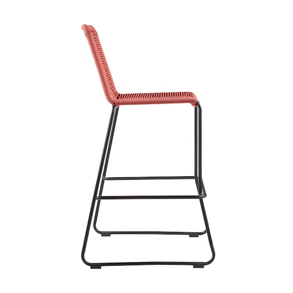Armen Living Shasta 30" Outdoor Metal and Brick Red Rope Stackable Barstool - Set of 2 - LCSTBABLBRK30
