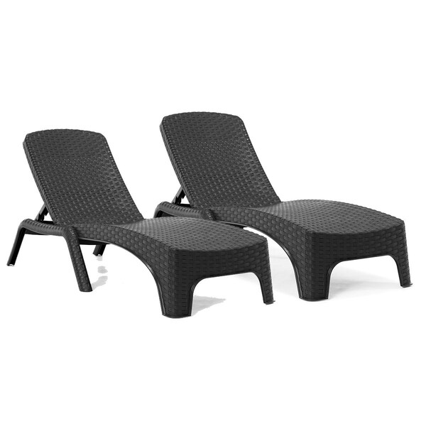 Rainbow Outdoor Roma Set of 2 Chaise Lounger-Anthracite - RBO-ROMA-ANT-2CL