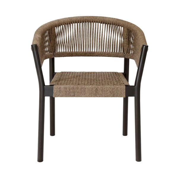 Armen Living Doris Outdoor Patio Dining Chair in Dark Eucalyptus Wood with Truffle Rope - Set of 2 - LCDOSITRU