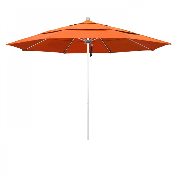 California Umbrella Patio Umbrella, Octagon, 107" H, Sunbrella Fabric, Tangerine - 194061000120