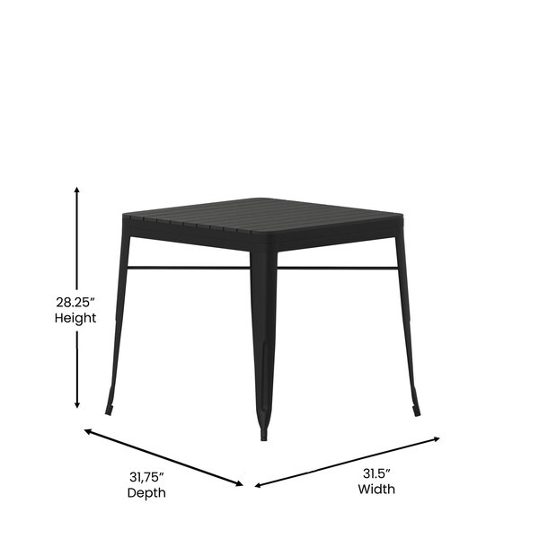 Flash Furniture Black Patio Table with Poly Resin Slatted Top - SB-T11T-BK-GG