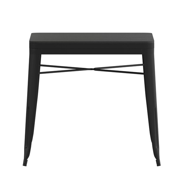 Flash Furniture Black Patio Table with Poly Resin Slatted Top - SB-T11T-BK-GG