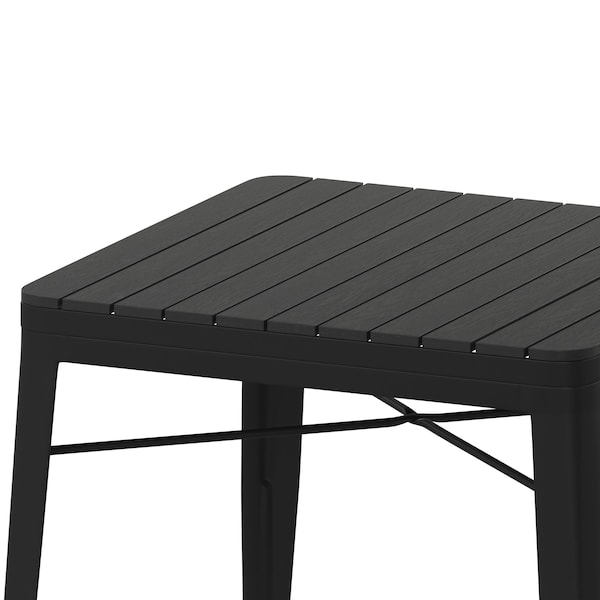 Flash Furniture Black Patio Table with Poly Resin Slatted Top - SB-T11T-BK-GG