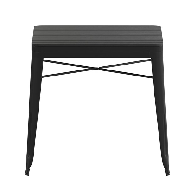 Flash Furniture Black Patio Table with Poly Resin Slatted Top - SB-T11T-BK-GG