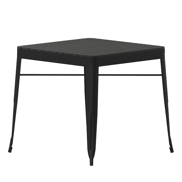 Flash Furniture Black Patio Table with Poly Resin Slatted Top - SB-T11T-BK-GG